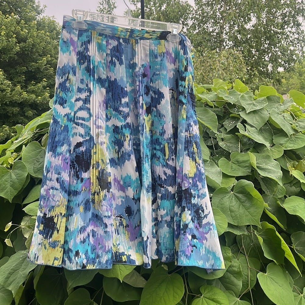 Christopher Banks a line fit flare ocean colors skirt size 10 lined